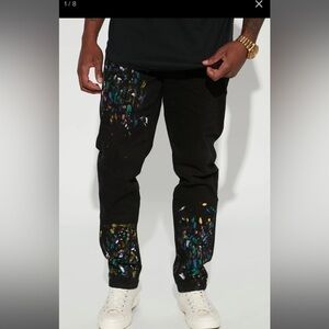 Splatter design men slim Jeans - Black size 40